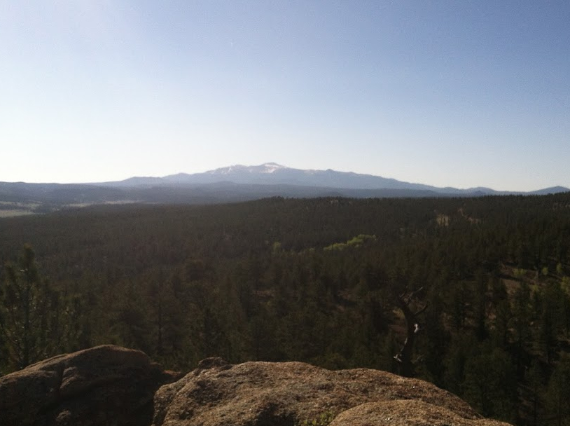 view of Pikes Peak from hiking near Blue Mountain Campground