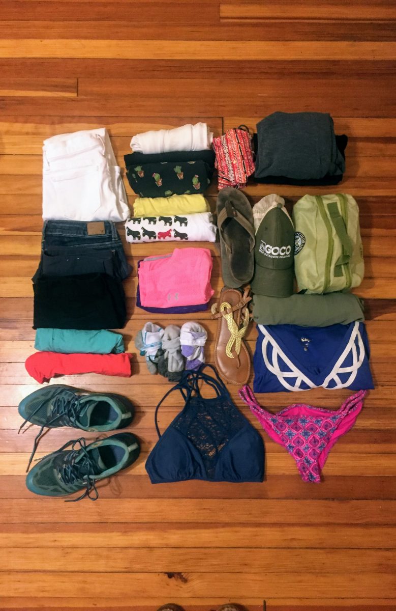 clothes laid out for packing