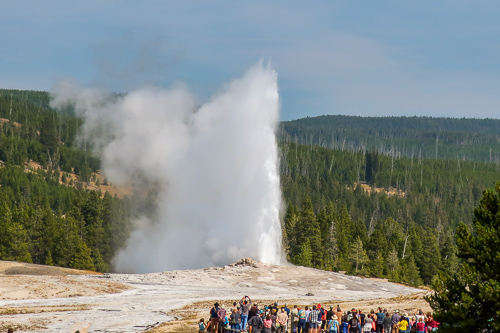old faithful geyser erupts at yellowstone national park